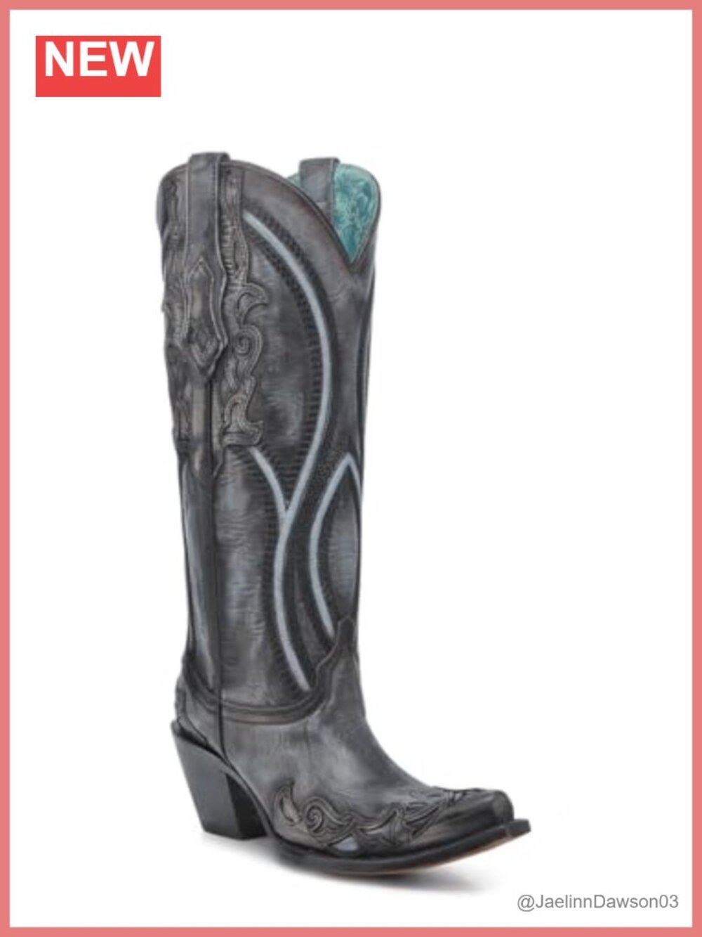 Western Leather Knee-High Boots Snip Toe Cuban Heel